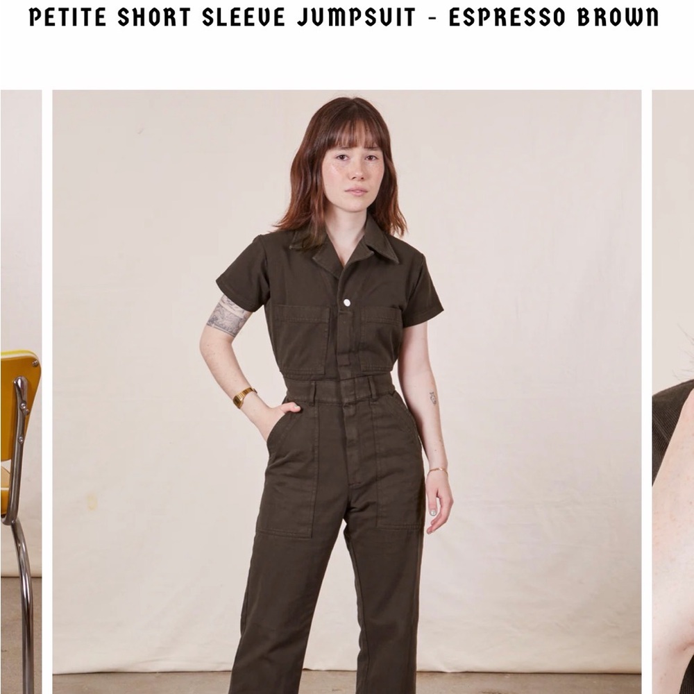 Big Bud Press Petite Medium Short Sleeve Jumpsuit - Espresso